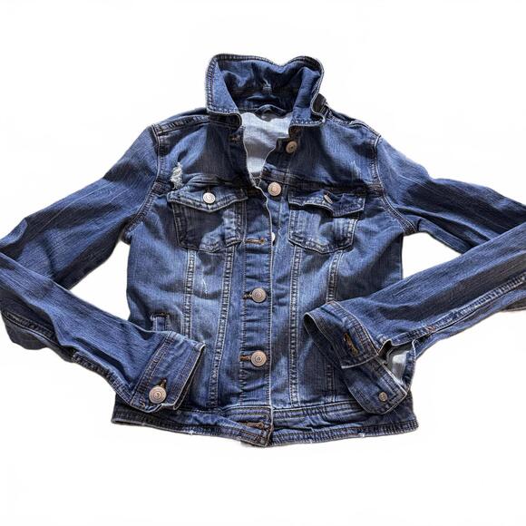 Aeropostale Jackets & Blazers - Aeropostale SZ XS Seriously Stretchy Denim Jacket Slim Fit Cropped Distressed